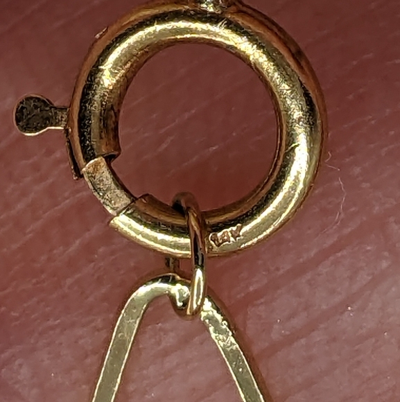 14k Yellow Gold Opals & Blue Opal Pearl Link Necklace with Moonstone Charm - Picture 7 of 16